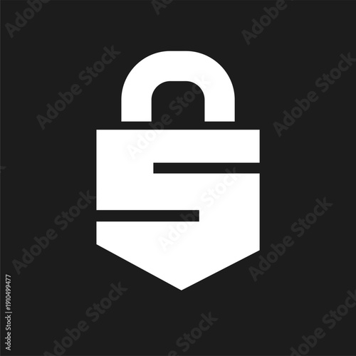Minimalist Padlock S Letter Logo Icon for Digital Security and Data Protection