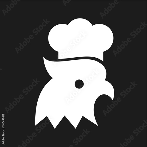Stylized Eagle Head with Chef Hat Logo Icon Design