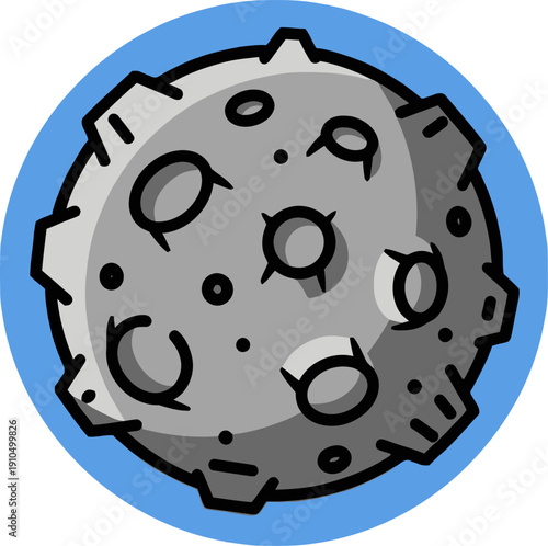 Rocky Moon Disk With Impact Crater Details