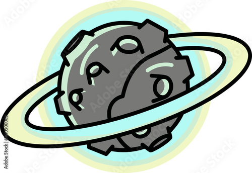 Ringed Asteroid Space Rock Icon