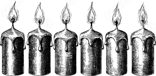 Vintage candle wax drip engraving set for design and decoration