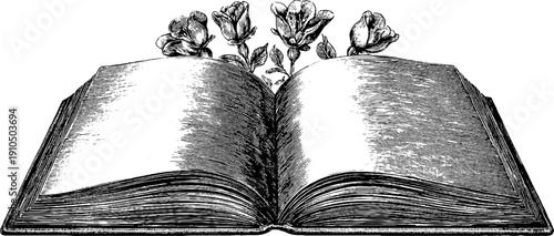 Vintage engraved guest book with floral details for elegant event design