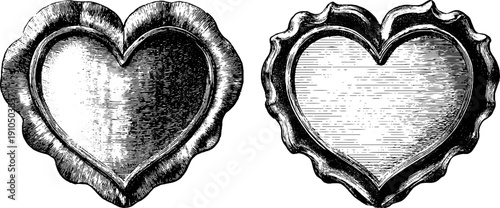 Vintage heart shaped frame set with engraved design for romantic decoration
