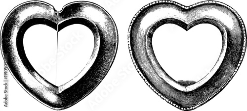 Vintage engraved heart shaped frames set for romantic designs