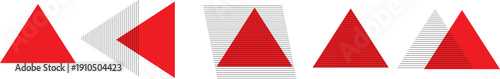 A 3d vector illustration of a red and white striped ribbon shaped into a triangle pyramid symbol to create a business concept icon representing the flag of the United States of America