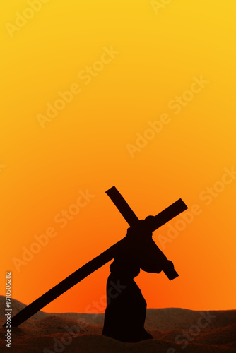 Jesus carrying wooden cross...