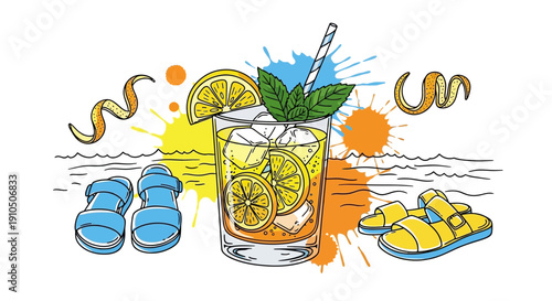 Refreshing Summer Drink with Lemon and Mint.