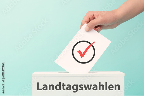 State elections in Germany, election ballot box, voting for the candidate of political party, citizien electing politician