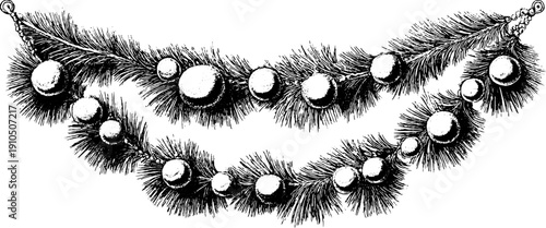 Vintage holiday tinsel garland design for festive decorations