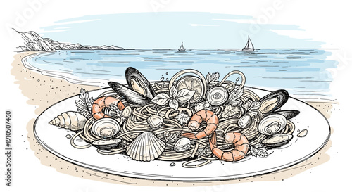 Seafood Platter with Shellfish and Shrimp.