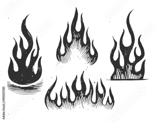 Vintage Style Fire A Collection of Stylized Flames