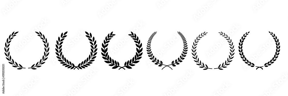 Obraz premium Laurel wreath icons set, vector illustration of laurel