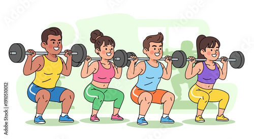 Group of People Exercising with Dumbbells 3.
