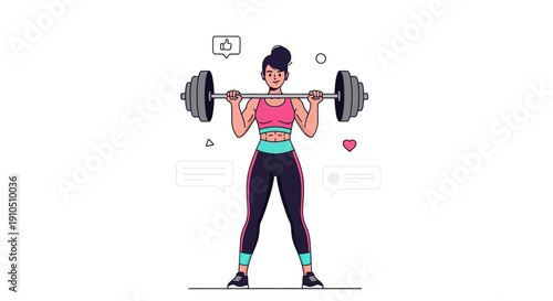 Woman Lifting Weights in Fitness Outfit.