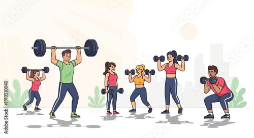 Group of People Exercising with Dumbbells 4.