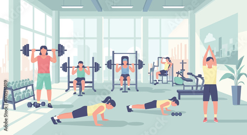 People Exercising in Modern Fitness Gym 1.