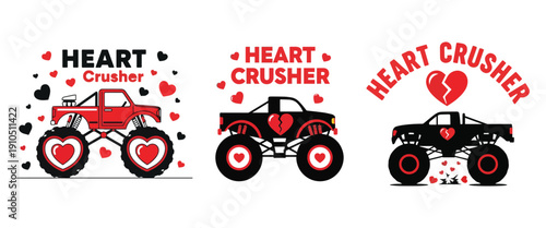 t shirt Heart crusher monster truck designs for valentines day