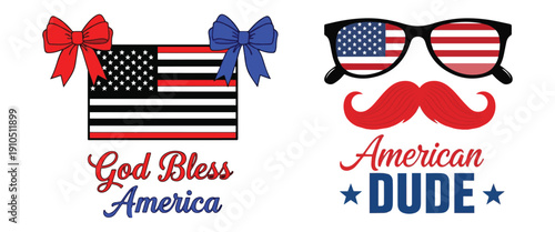 Patriotic american designs for independence day