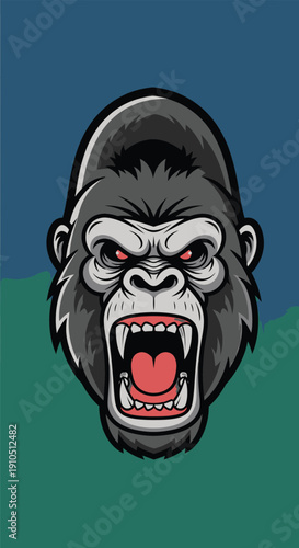 Aggressive Gorilla Cartoon Character Illustration.
