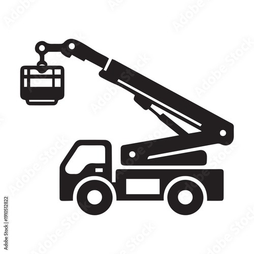 cherry picker as a simple single icon logo vector illustration, isolated on transparent background
