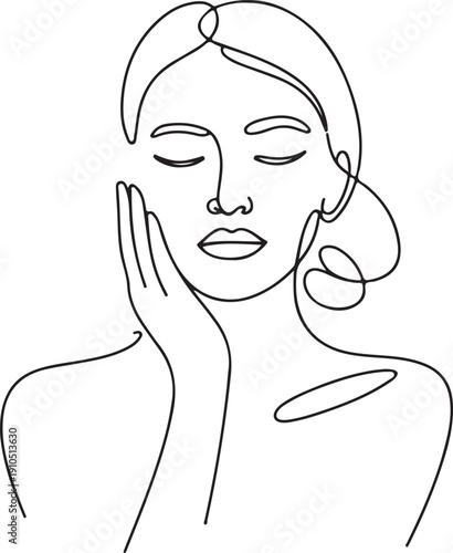 Graceful Simplicity: Minimalist Woman Profile in Black and White