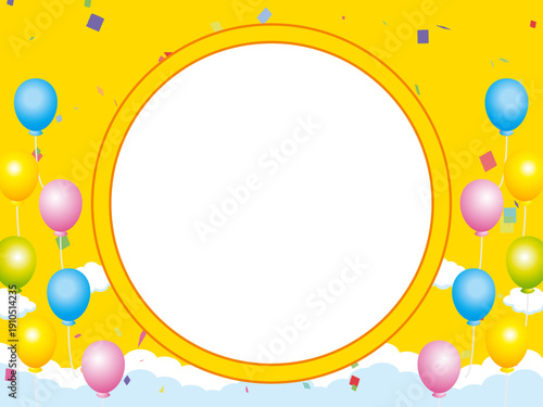 正月, 年賀状, 空, 雲, フレーム, 紙吹雪, 青空, 干支, 風景, 年賀, 新年, 自然, かわいい, 素材, 枠, 背景,