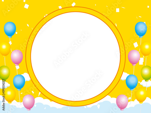 正月, 年賀状, 空, 雲, フレーム, 紙吹雪, 青空, 干支, 風景, 年賀, 新年, 自然, かわいい, 素材, 枠, 背景,