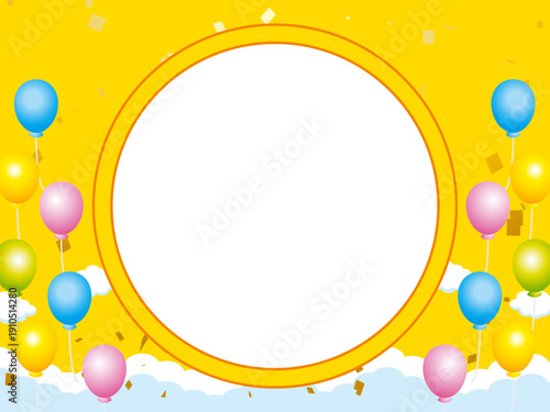 正月, 年賀状, 空, 雲, フレーム, 紙吹雪, 青空, 干支, 風景, 年賀, 新年, 自然, かわいい, 素材, 