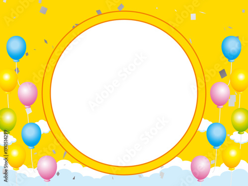 正月, 年賀状, 空, 雲, フレーム, 紙吹雪, 青空, 干支, 風景, 年賀, 新年, 自然, かわいい, 素材, 枠, 背景,