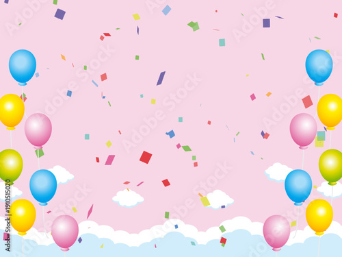 正月, 年賀状, 空, 雲, フレーム, 紙吹雪, 青空, 干支, 風景, 年賀, 新年, 自然, かわいい, 素材, 