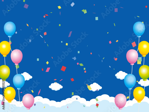 正月, 年賀状, 空, 雲, フレーム, 紙吹雪, 青空, 干支, 風景, 年賀, 新年, 自然, かわいい, 