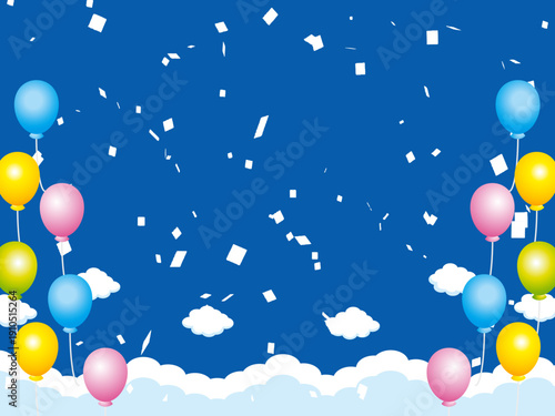 正月, 年賀状, 空, 雲, フレーム, 紙吹雪, 青空, 干支, 風景, 年賀, 新年, 自然, かわいい, 