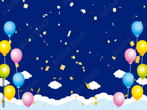 正月, 年賀状, 空, 雲, フレーム, 紙吹雪, 青空, 干支, 風景, 年賀, 新年, 自然, かわいい, 