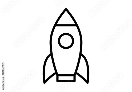 Cohete espacial de trazo lineal que simboliza el lanzamiento de un proyecto 
