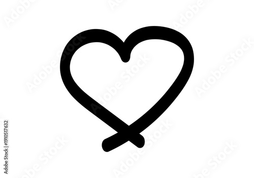 Corazón lineal minimalista dibujado a mano con trazo negro 
