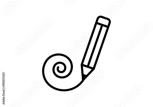 Lápiz con goma dibujando una línea en espiral de color negro