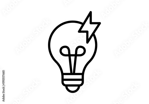 Bombilla lineal con símbolo de rayo de energía 