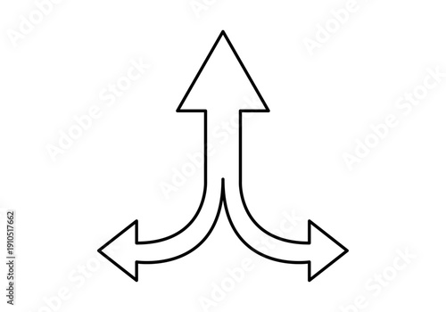 Tres flechas que convergen en una sola dirección hacia arriba