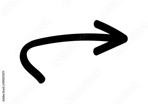Flecha curva de trazo grueso apuntando hacia la derecha