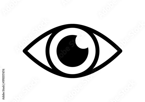 Icono de ojo humano en color negro para conceptos de visión y vigilancia
