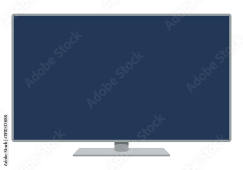 Pantalla de televisor moderna con marco plateado y fondo azul oscuro