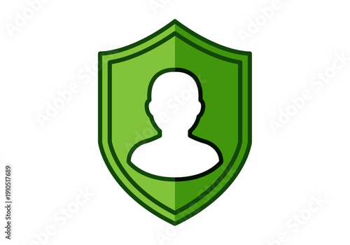 Escudo verde de protección con silueta de usuario para seguridad de datos