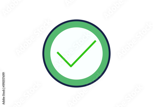 Marca de verificación verde dentro de un círculo con borde azul 