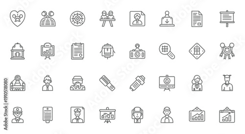 Collection of Simple Business Icons Set.
