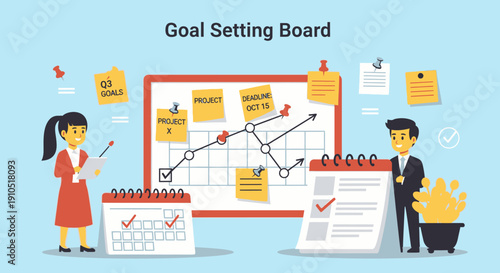 Goal Setting Board with Business People Planning.