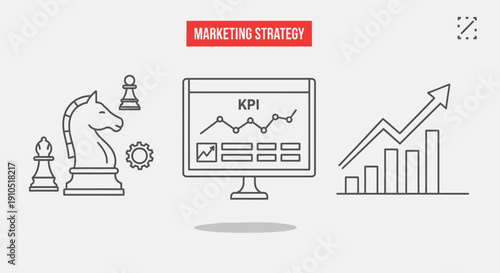 Marketing Strategy Icons on Computer Monitor.