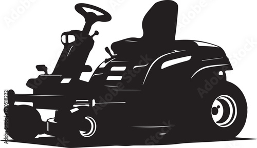 Stickman, stick figure man with lawnmower. Vector icon or pictogram. Garden tools. Grass awn mower logo. Grass cutter or grass mower sign.