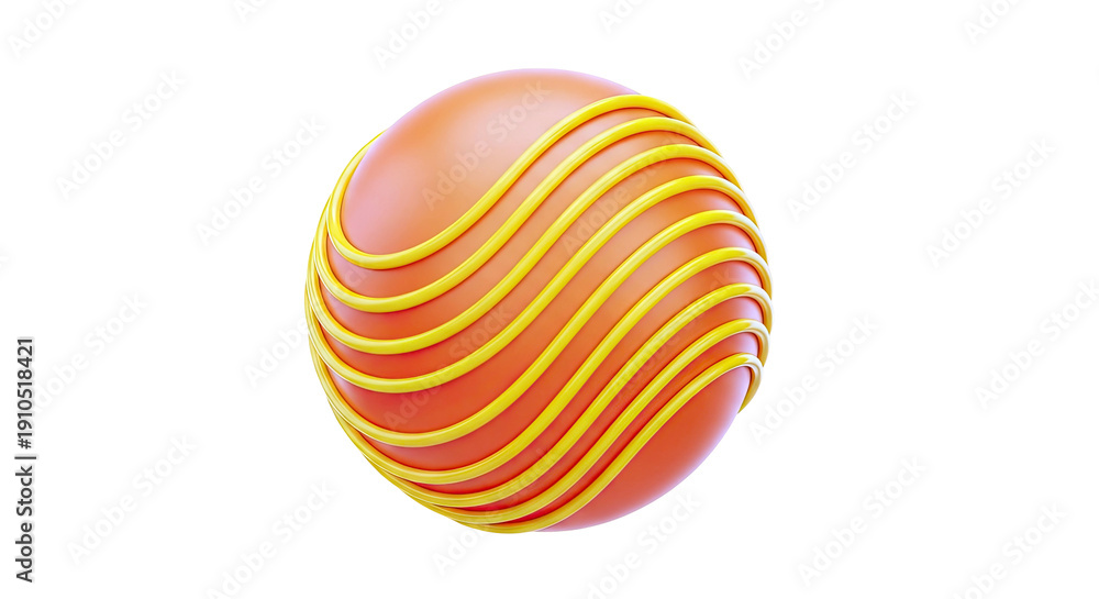 Fototapeta premium 3D Rendered Orange Sphere with Yellow Swirls