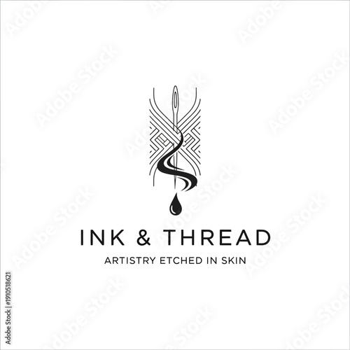Tattoo Needle and Thread Logo Design.