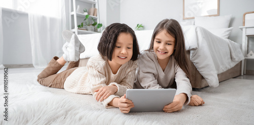 Cute girls watching cartoon...